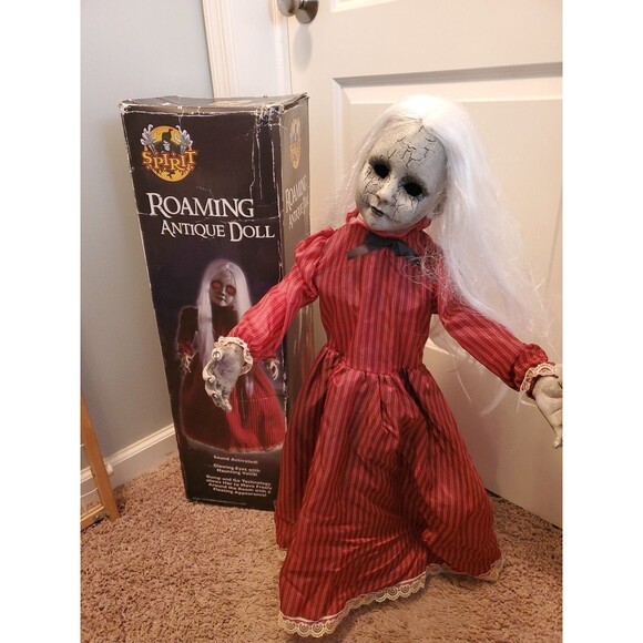 Other - Spirit Halloween Roaming Rosie Antique Doll Animatronic Striped Red Dress 30"